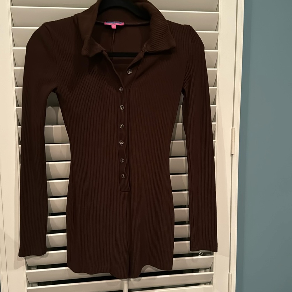 Edited Long Sleeve Body Suit with Collar